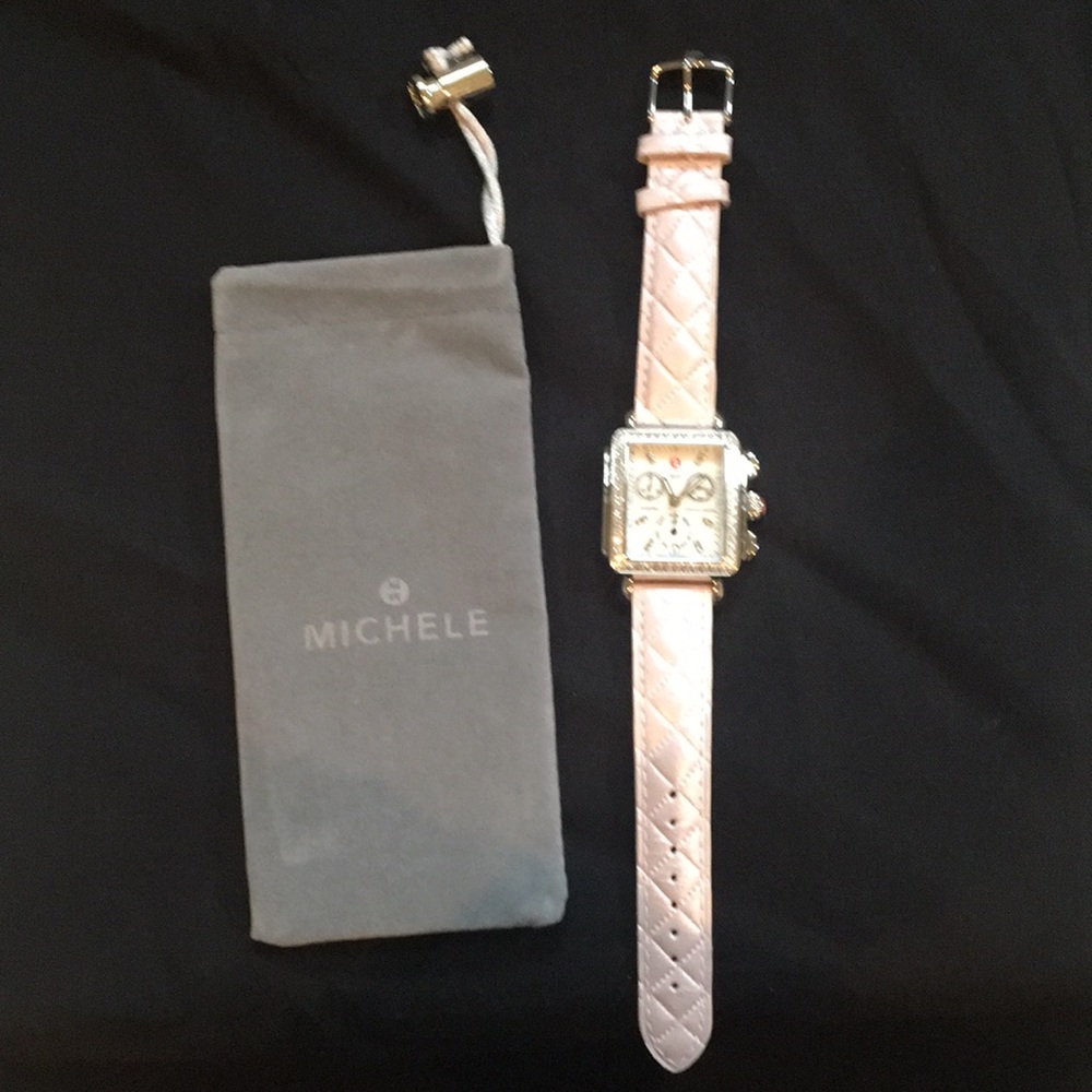 MICHELE Diamond Deco silver watch